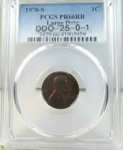 1970 S Lincoln cent PCGS PR66RB *DDO-025* BR - Picture 1 of 4