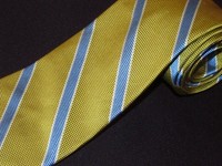 New Brooks Brothers Tie Gold Sky Blue Woven Stripe Luxury Designer Slim Thin Men