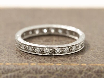 Anillo de eternidad de diamantes naturales platino tallado a mano detalles 0,48 quilates talla L1/2 Foto 1 de 4