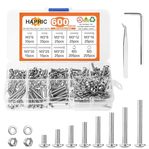 600 Pcs M3 Screws Assortment - Stainless Steel Hex Button Head Screw Kit (M3 X 6 - Picture 1 of 12