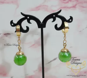 Custom made Dragon Ball Z Potara Fusion Green Earrings For Cosplay - Handmade - Picture 1 of 4