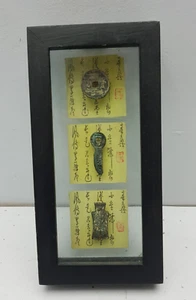 3 x alte chinesische Münzen im Wandbild Präsentation schwarz gerahmt Glaskasten - Bild 1 von 6