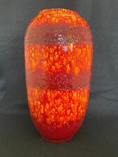 Very Large Red/Orange Flambe West Germany Fat Lava Vase