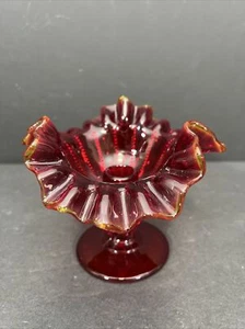 Fenton Art LE Smith Glass Hobnail Candle Stick holder Ruby Red - Picture 1 of 5