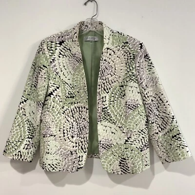 Kasper Green Purple Open Front Blazer Jacket Women Size 10 - Image 1 of 4