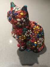 cat mosaic figurine made in spain handmade vibrant colours daisy barcino