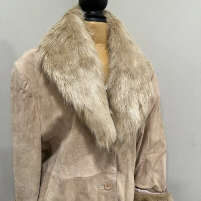 NUEVO CON ETIQUETAS AÑOS 70 Terry Lewi Cuero Genuino Pennv Lane Abrigos Piel Sintética Trinchera 1X Y2K Leer Foto 1 de 4