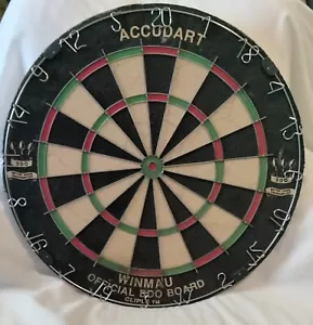 TABLERO DE DARDOS grueso vintage WINMAU ACCUDART números metálicos hecho en Inglaterra sin caja - Imagen 1 de 17