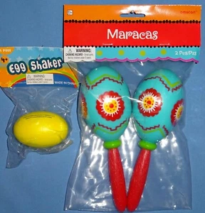 FIESTA CINCO DE MAYO PLASTIC MARACAS 7"EGG SHAKER-3"-COSTUME ACCESSORIES-PARTIES - Picture 1 of 4
