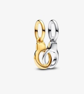 Pandora Handschellen Charm Anhänger Aufklappbar & Teilbar In Silber/ Gold 925 - Bild 1 von 6