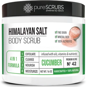 Exfoliante corporal pureSCRUBS pepino rosa sal del Himalaya + cuchara, esponja y jabón GRATIS - Imagen 1 de 8