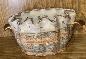 United Wilson 1897 Porzellan kannelierte Jardiniere Schale Fabriken am Pearl River B - Bild 1 von 10