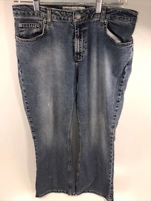 Pantalones de mezclilla Mountain Lake Jean Company acampanados elásticos relajados azules 12 cortos Foto 1 de 4