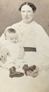 Early Antique Photo CDV Victorian Mother Post Mortem Baby - Picture 1 of 5