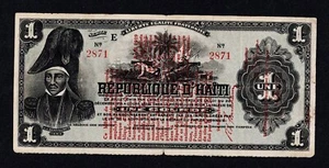 HAITÍ 1 GOURDE 1919 FINE++ Pick # 140a República de Haití Banco Nacional - Imagen 1 de 2