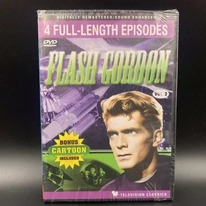 Flash Gordon Vol. 2 DVD New- 4 Episodes, Bonus Cartoon, Black & White - Foto 1 di 2
