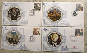 4x Set Missions of Faith Benham Silk Cover set 1997 11/3/97 Iona Lindisfarne Etc - Picture 1 of 10