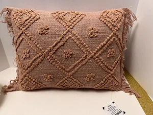 Hobby Lobby Ashen Vessels Coll. Diamond Pattern Throw Pillow 12"x 16” NWT Dk Pnk - Picture 1 of 6