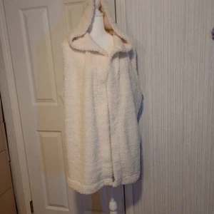 Chaleco con capucha de felpa marfil talla XL para mujer Koolaburra by Ugg bolsillos frente abierto LNC - Imagen 1 de 14