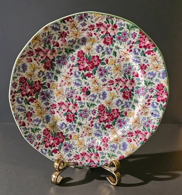 Vintage Royal Tudor Ware Chintz Cake Stand Plate (drilled) Barker Bros. England - Image 1 of 4