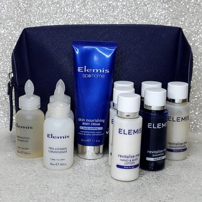 Elemis Skin Nourishing Body Cream 50ml + 9 Travel Minis & Navy Make Up Bag. - Image 1 of 4