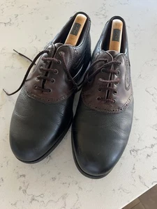 Footjoys Golf Shoes Black/Brown Leather Studs UK Mens 8 - Picture 1 of 8