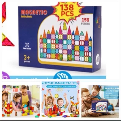Magnetic Blocks 138 Pcs New 3+ yrs  - Image 1 of 2