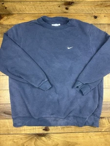 VTG Nike MENS LARGE Navy Pullover Sweatshirt Chest Swoosh Grey Tag Y2K - Picture 1 of 10
