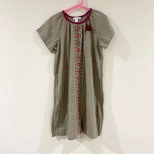 Vestito bambina ricamato Garnet Hill taglia XL verde oliva - Foto 1 di 8