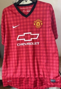 Camiseta de fútbol Manchester United Nike auténtica roja a cuadros talla grande - Imagen 1 de 12