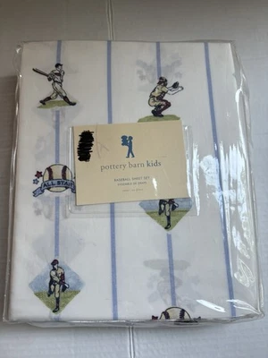 Juego de sábanas dobles de béisbol 100 % algodón Pottery Barn para niños nuevo Foto 1 de 3