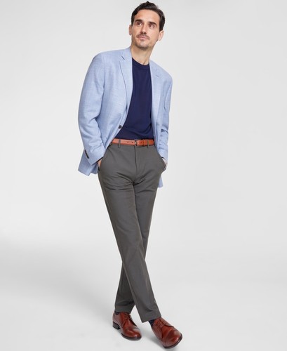 Blazer cappotto sportivo Michael Kors uomo vestibilità classica 38 R blu tinta unita elasticizzato