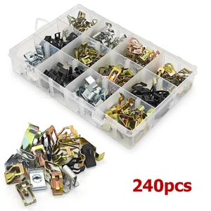 240PCS Car Auto Dashboard Trim Clips 12 Sizes Metal Automotive Panels U-Clip Kit - Bild 1 von 9