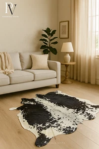 Exotic Tricolor Cowhide Rugs Hairon Cowskin Leather Carpet Size 69 x 52 Inch - Bild 1 von 4