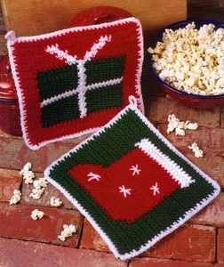 FESTIVE Yuletide Holiday Hot Pads/Dekor/HÄKELANLEITUNG NUR ANLEITUNG - Bild 1 von 1