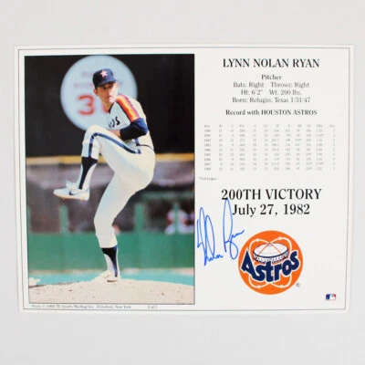 Nolan Ryan Signed Photo Card 200th Victory 1982 8x10 Astros - COA JSA - Image 1 of 3