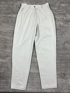 L.L. Bean Pantalone Donna 10 M/Alto Beige Chino Pieghettato Casual - Foto 1 di 13