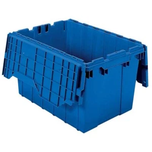 Akro-Mils Attached Lid Container 12Gal Plastic Rectangle Stackable Blue (6-Pack) - Picture 1 of 2