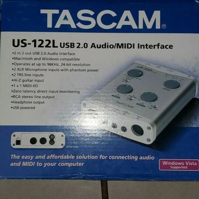 TASCAM US-122L USB AUDIO/MIDI INTERFACE WITH MANUALS AND SOFTWARE - Image 1 of 3