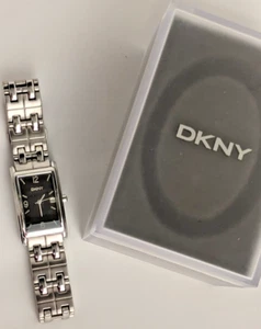 DKNY Silver SS Uhr schwarzes Ziffernblatt neue Batterie OVP Zubehör Uhr - Bild 1 von 12