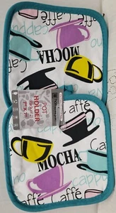 2er Set Bedruckte Küche Topf Halter (7"x7") BUNTE KAFFEETASSEN, HS - Bild 1 von 11