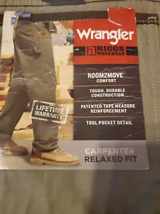 NWT Khaki Wrangler Ripstop Cargo Relaxed Fit Men’s 42x34 Tech Pocket - Picture 1 of 7