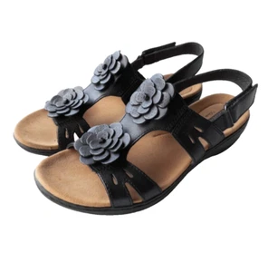 Sandali donna Clarks cinturino alla caviglia fantasia floreale UK6D nero - Foto 1 di 7