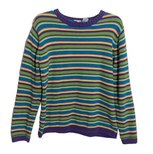Vtg KIM ROGERS Multi Stripe Long Sleeve Pullover Sweater Size XL Cotton N1 - Picture 1 of 4