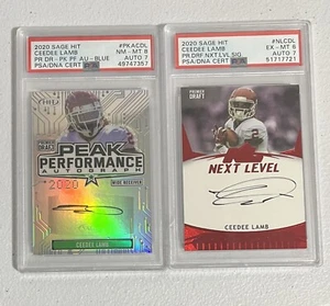 2020 Ceedee Lamb Sage Premier Hit Rookie RC Signature Auto PSA Graded Lot of (2) - Picture 1 of 2