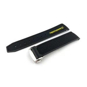 19 20 21 22mm Black Yellow Rubber Silicone Strap Band fit OMEGA SPEEDMASTER Pins - Picture 1 of 19