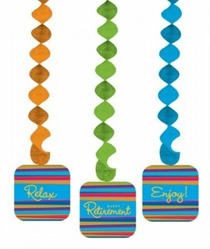 Retirement Stripes Hanging Cutouts Retirement Party Supplies Decorations - Image 1 of 1