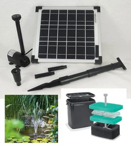 10 W Solar Gartenteich Teich Pumpe Filter Pumpenset Tauch Springbrunnen Garten - Bild 1 von 9