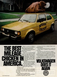 1981 Vintage Print Ad Volkswagen VW Rabbit The Best Mileage Chicken in America - Picture 1 of 2