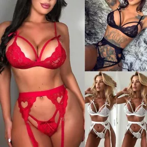Sexy Women Underwear Lingerie Babydoll Sleepwear Lace Bra Panties G-string Set - Picture 1 of 30